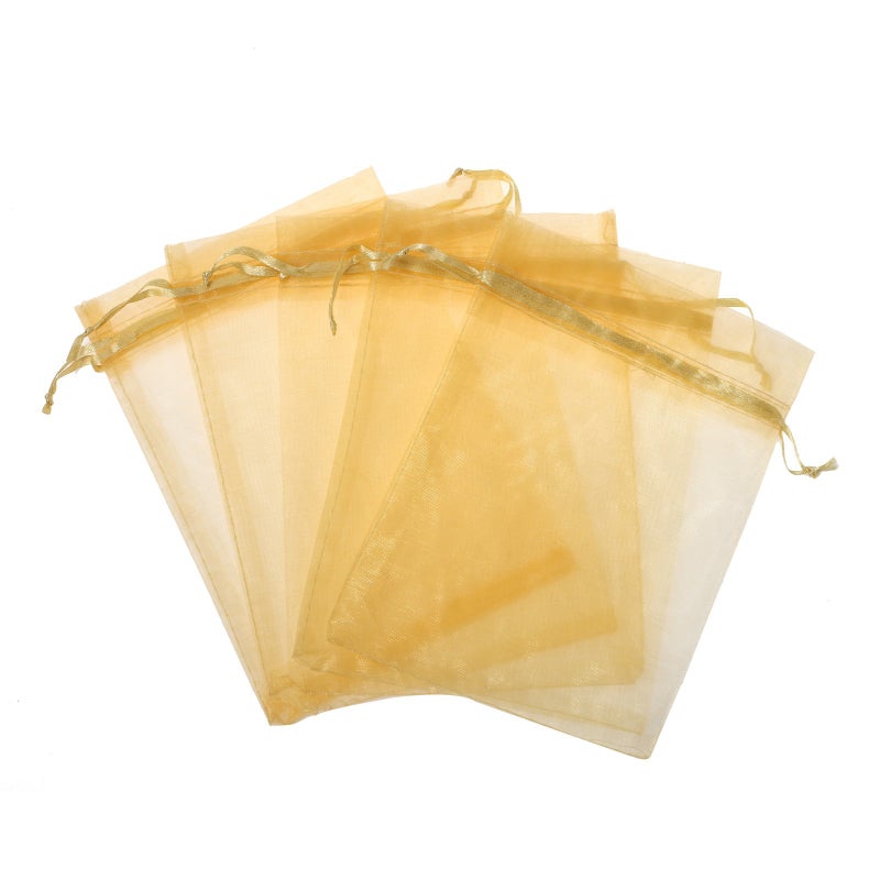 KUPOO Pack of 50PCS 8x12 Inch Organza Drawstring Gift Bag Pouch Wrap for Party/Game/Wedding (Gold) - Image 1